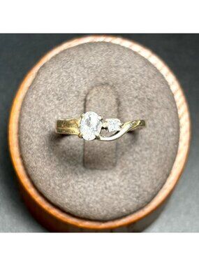 Freeform Cubic Zirconia 2mm Band VTG Solid Sterling Silver 925 Ring Size 8